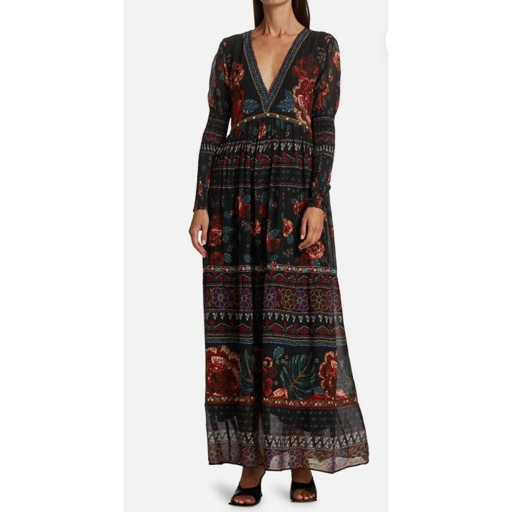 Farm Rio NEW Embroidered Floral Maxi Dress, Med